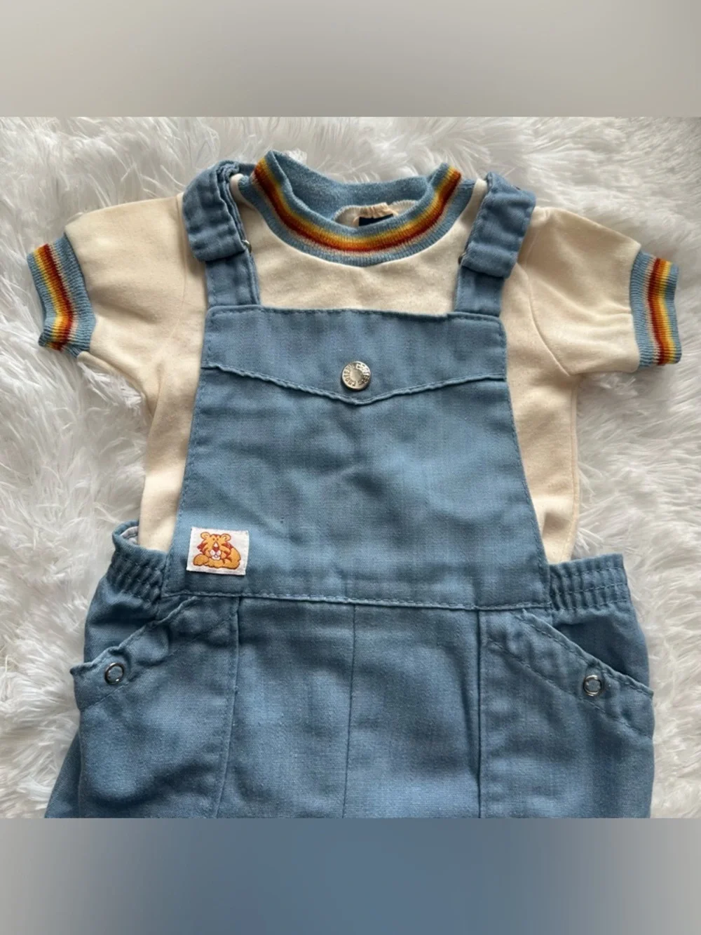 VTG Carters Shortalls & matching shirt baby boys 2T overall outfit - Picture 2 of 11
